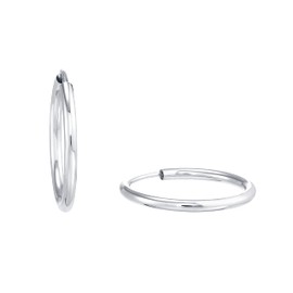 Amor Women's Creole Earrings 925 Sterling Silver with Synthetic Zirconia Silver Comes in Jewellery Gift Box, Silver, No Gemstone