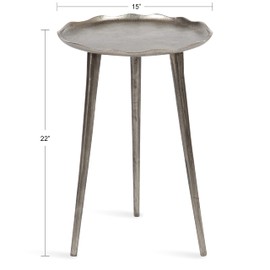 Kate and Laurel Alessia Modern Decorative Cast Aluminum Metal Side Table with Deckled Edge for Bedroom Nightstand or Living Room Accent, 15x15x22, Silver