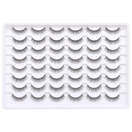 Azenlo False Eyelashes 24 Pairs Faux Mink Lashes 14mm Wispy Lashes 3D Fluffy Cat Eye Lashes （style 064)