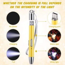 Chuangdi 2 Pcs Diamond Painting Art Drill Pen with Light Diamond Painting Accessories and Tools 12 Pen Heads 2 Anti-slip Mats 2 Wax Organizer Cases for DIY Craft Supplies(Purple, Yellow)