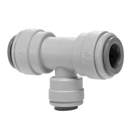 John Guest Reducing Tee, 1/2" Pushfit x 1/2" Pushfit x 3/8" Pushfit, Corrosion-Resistant