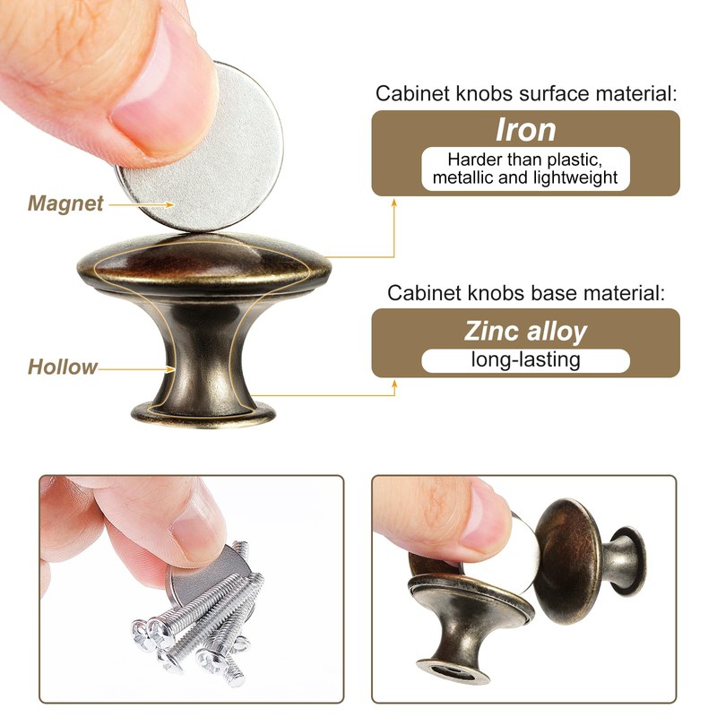 TsunNee 24pcs Vintage Style Chic Drawer Knobs Antique Bronze Kitchen