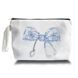 ARPTCN Chinoiserie Coquette Bow Stethoscope Nurse Makeup Bag - trendy Nurse Themed Gifts for Girls Mom Women, Bow Stethoscope Nurse Cosmetic Bag, Cosmetic Travel Bags for Women, Nursing Student Gifts