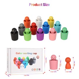 EliphonTowne Colour Sorting Cups - Sensory Peg Dolls in Cups for Children to Identify and Match Hue, Colored Colour Sorting Toys for Toddlers to Cultivate Cognitive Abilities