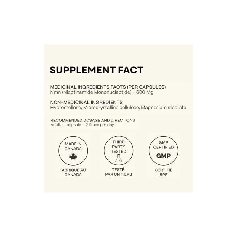 Evernate NMN 600 mg – 90 Cápsulas | 99.6% de