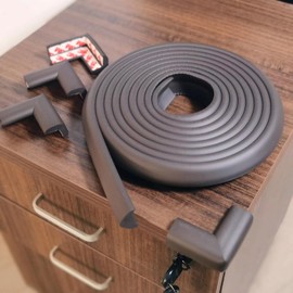 Corner&Edge Guards Baby Proofing Safety Cushion,Edge Bumper Protector (14ft Edge+4corners,Coffee) for Table,Furniture,Fireplace,Cabinet,Wall.High-Density Soft Foam by GRELEX