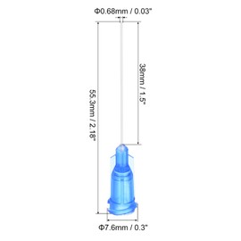 QUARKZMAN 50pcs 22G Plastic Luer Lock Dispensing Needles, 1.5" PTFE Needle Tube, Heat Resistant PP Plastic Blunt Tip for Liquid Glue Gun, Blue