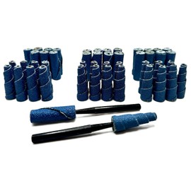 50 Piece Zirconia Abrasive Sanding Cartridge Spiral Roll Sander Kit, Mini Cone & Cylinder Kit for Metal, Wood, Stainless, Welds, Engine Porting – Die Grinder & Rotary Tool Accessories