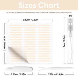 960 Pcs Double Eyelid Tape Invisible Breathable Eyelid Tape Lifter Strips for Hooded Eyes Natural Long-Lasting Lace Double Eye Lid Sticker with Tools - 20 Sheets Olive Shape