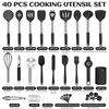 Kitchen Utensils Set Silicone Cooking, 40 Pcs Black Stainless Steel