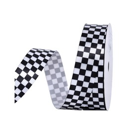 1 Roll (9M) Black And White Checkered Ribbon, Checkered Packaging Ribbon, Diy Webbing Material, Cutable Long Ribbon, Decorative Gift Box Ribbon, Racing Ribbon