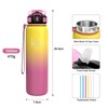 Borraccia Acciaio Inox 1L, Bottiglia Acqua con Cannuccia, Riutilizzabile, a