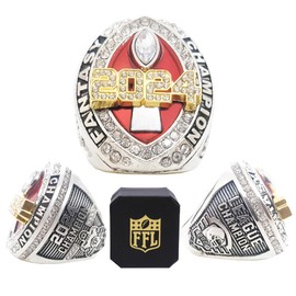 noblehead Fantasy Football Ring 2024| Heavy FFL Champion Ring | Gold Silver Tone Plated Award Trophy for Fantasy Football League Winner (five, size 9)
