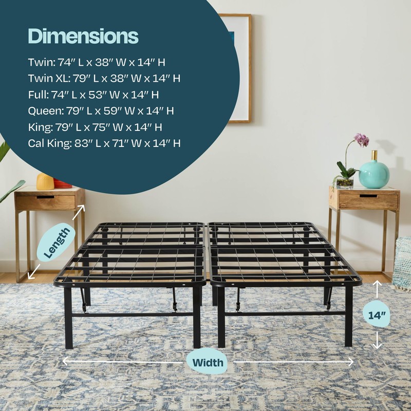 Linenspa Folding Metal Platform Bed Frame - No Box Spring