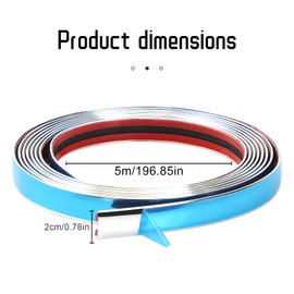 CHENKEE Car Decorative Strip, 20mm*5m Car Chrome Decorative Strips, Cars Bright Silver ornamentation strips,Universal for Body and Window, also Suitable for Mirrors, Walls, Furniture.