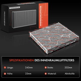 Frankberg Cabin Air Filter Pollen Filter with Activated Carbon Compatible with C3 II SC 2009-2016 DS3 SA 2009-2015 207 WA WC 2006-2015 2008 I CU 2013-2024 Replace# CUK21000-2