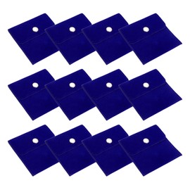 PATIKIL 4x4 Inch Jewelry Pouches, 12 Pack Velvet Pouches Snap Button Portable Storage Bag for Earrings Bracelets Necklaces Rings Watch, Blue