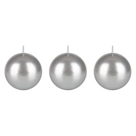Mega Candles 3 pcs Unscented Silver Ball Round Candles, Hand Poured Premium Wax Candle 3 Inch x 3 Inch, Home Décor, Wedding Receptions, Baby Showers, Birthdays, Celebrations, Relaxation, Gifts
