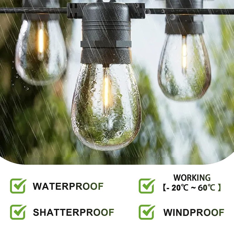 Jslinter 24-Pack LED 1W String Light Bulbs, S14 Plastic Shatterproof
