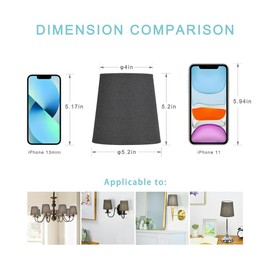 LAMPWELL VALO Clip-on Small Fabric Lamp Shades for Table Chandelier Wall Lamp,Set of 2,Small Barrel,5.2"×4"×H5.2",Linen, Handmade,Traditional Decorative,Black