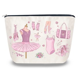 Sugchairo Dance Makeup Bag Ballet Accessories for Teen Girls Sister Teacher Gifts for Dancers Cosmetic Bags