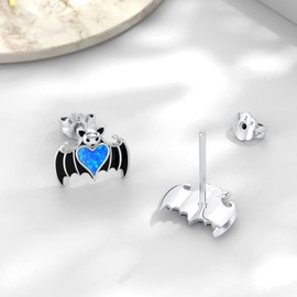 ABIGY Bat Earrings Sterling Silver 925 Earrings Bat Animal Earrings Bat Opal Earrings Bat Jewellery for Women