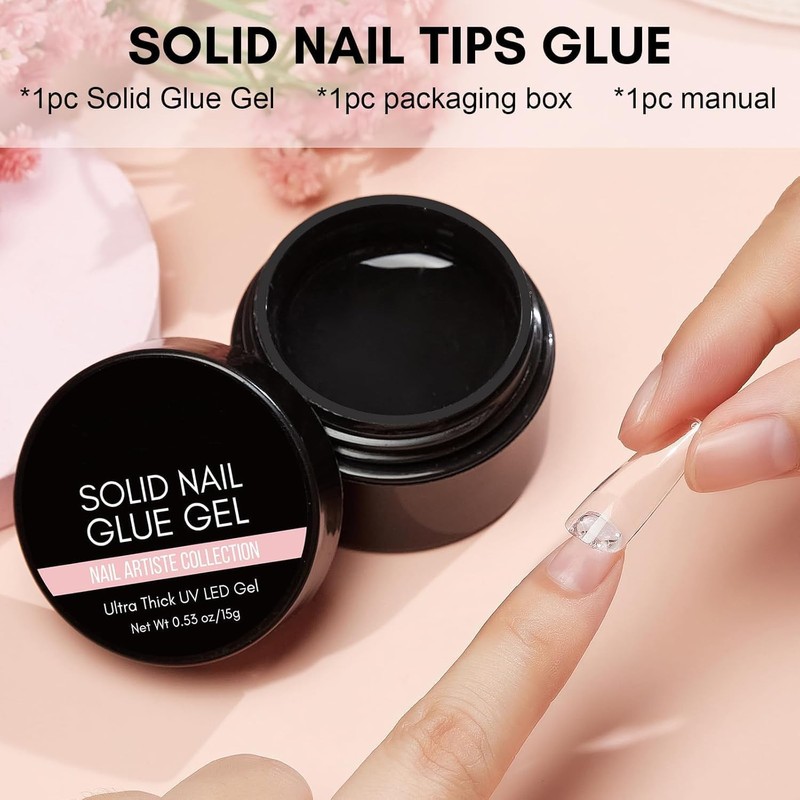 Gel de Uñas Sólido para Puntas de Uñas Acrílicas y