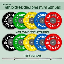 Mini Barbell - Ultimate Gym-Inspired Desk or Shelf Accessory with Removable Weight Plates | Miniature Weightlifting Fitness - Color: Mini Barbell - 10 plates
