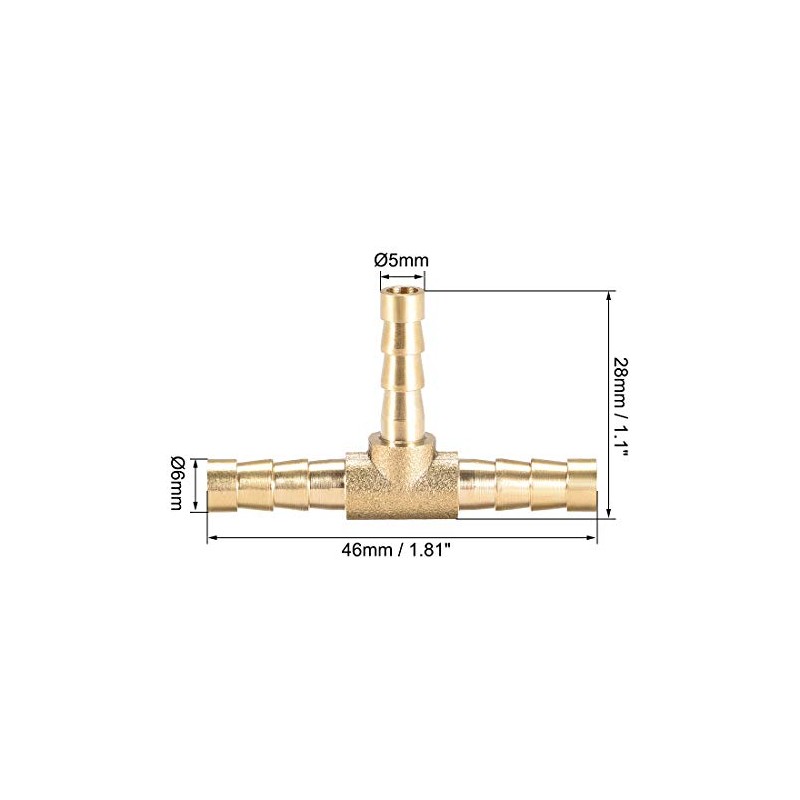 sourcing map Hose Reducer Barb Connection T-shaped 3-Way Connector 6