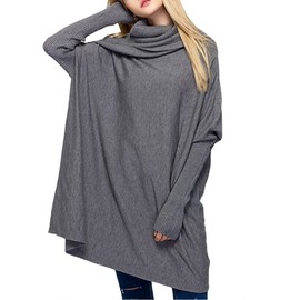 Vogstyle Women's Autumn/Winter New Long Sleeve Soft Rib Knit Jumper Style, Style 1-grey, 8/14 UK