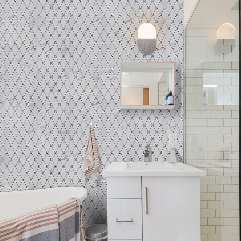 STICKGOO 1 Sheet Peel and Stick Backsplash, Calacatta Stick on