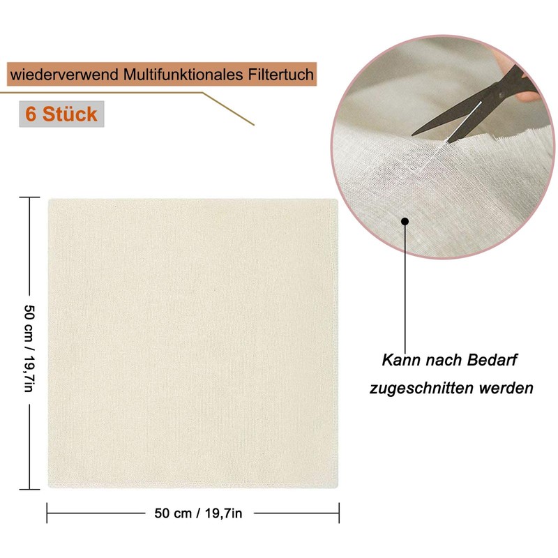 Straining Cloth, 50 x 50 cm, Cheese Cloth, Fine Woven,