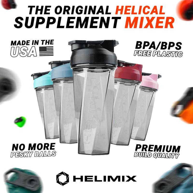 HELIMIX Blender Shaker Bottle Made in USA No Whisk Ball