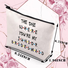 BDPWSS Junior Bridesmaid Makeup Bag for Friend Sister Bridal Party Gifts The One Where You're My Junior Bridesmaid Cosmetic Bag Wedding Party Gift from Bride (Junior Bridesmaid CBCA)