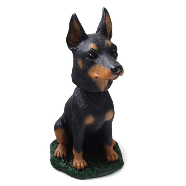 Doberman Pinscher Black and Tan Dog Bobblehead Figure for Car Dash Desk Fun Accessory