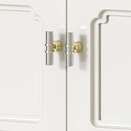 Rergy Cabinet Handles Drawer Pulls and Knobs, 10Pack Brushed Nickel and Gold Single Hole, Kitchen Hardware for Dresser Handle Zinc Alloy Furniture Pull