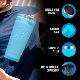 Ice Shaker Insulated Stainless Steel Tumbler | 26 oz, Caribbean Blue | 30+ Hours Cold & 12+ Hours Hot | Removable Straw and Drink Spout | Odor-Free Tumbler Cup for Coffee, Tea, Smoothies, Cocktails