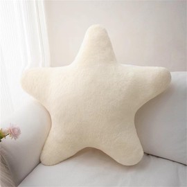 Champracer Star Plush Cushion, Cuddly Cushion Children, Soft Fluffy Star Shape Decorative Cushion, Star Throw Cushion for Girls & Boys, Home Bedroom (Milk White, 18 cm)