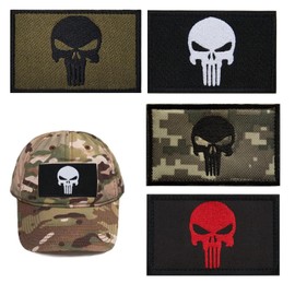 MUYAPAY 4 Pieces Patches Velcro Military Punisher Velcro Patch Punisher Airsoft Patch Military Velcro Tactical Embroidery Patch for Tactical Clothing Backpack Baseball Cap Uniform Vest