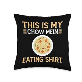 Chow Mein Gift Chinese Fried Noodles Lover Asian Food Lover Design Funny Chow Mein Eating Throw Pillow, 16x16, Multicolor