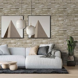 Stone Brick Wallpaper Peel and Stick, Brick Contact Paper for Kitchen Backsplash, Removable Self Adhesive Faux Stone Brick Wallpaper for Living Room Fireplace Accent Wall 17.71" X 393.7"