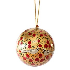 Aurora Christmas Bird Design Christmas Bauble, Red & Gold, 3"