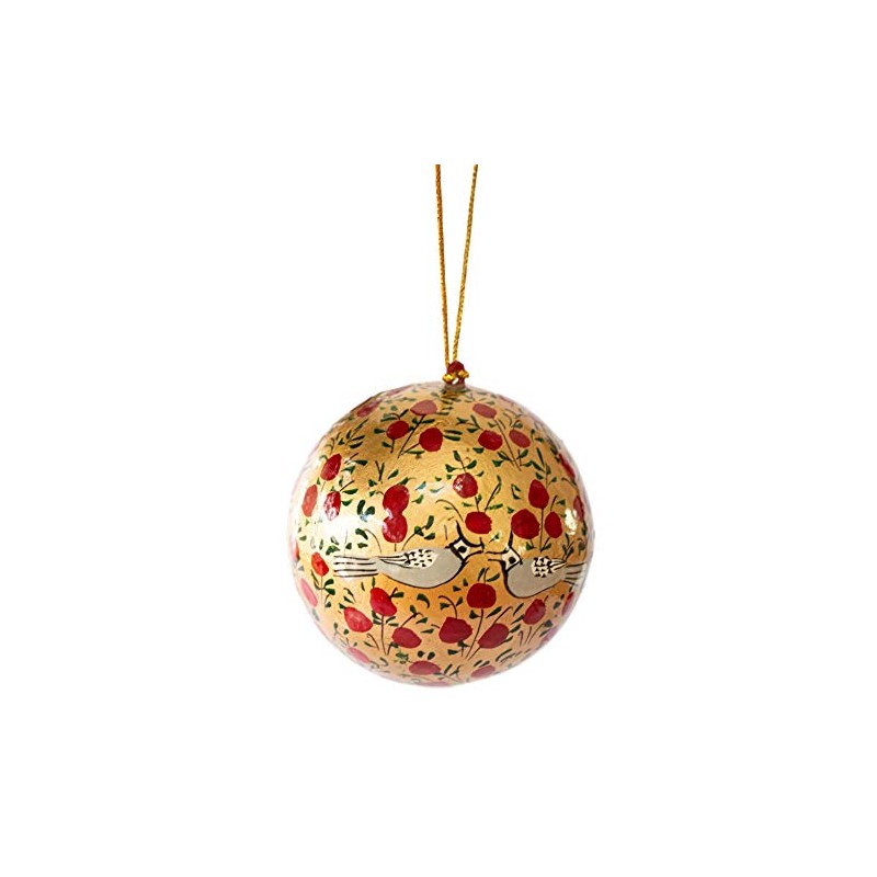 Aurora Christmas Bird Design Christmas Bauble, Red & Gold, 3"