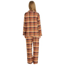 EVERDREAM Sleepwear Womens Flannel Pajamas, Long 100% Cotton Pj Set,Size Large Brown Rust