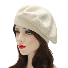 ZLYC Womens Reversible Cashmere Beret Hat Double Layers French Beret(Solid White),One Size