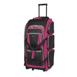 Travelers Club Xpedition 30 Inch Multi-Pocket Upright Rolling Duffel Bag, Hot Pink, 30" Suitcase