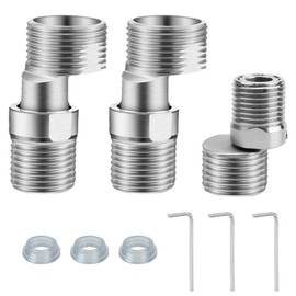 360 Degree Adjustable Angled Bent Foot, Shower Fitting Adapter Adjustable Length, Angled Curved Base Stainless Steel, S Connection for Kitchens and Bathrooms