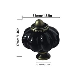Eledabra 4 pcs Black Pumpkin Knobs, Vintage Ceramic Cabinet Knobs, Dresser, Drawer,Door Knobs Drawer Pulls Dresser Handles with Mounting Screws