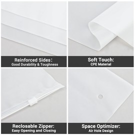 Svaldo Clothing Bags, 25 Count 16x20 inch Extra Large Frosted Zipper Plastic Bags for Clothes, Poly Bags for Shipping Packaging T Shirt, Sweater Dress, Jeans, Jacket, 3 Mil, with Vent Holes