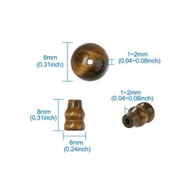 Cheriswelry 10 Sets Natural Tiger Eye Buddhist Guru Beads T-Drilled Loose Beads 3 Way Buddha Mala Prayer Cone Caps for Jewelry Making